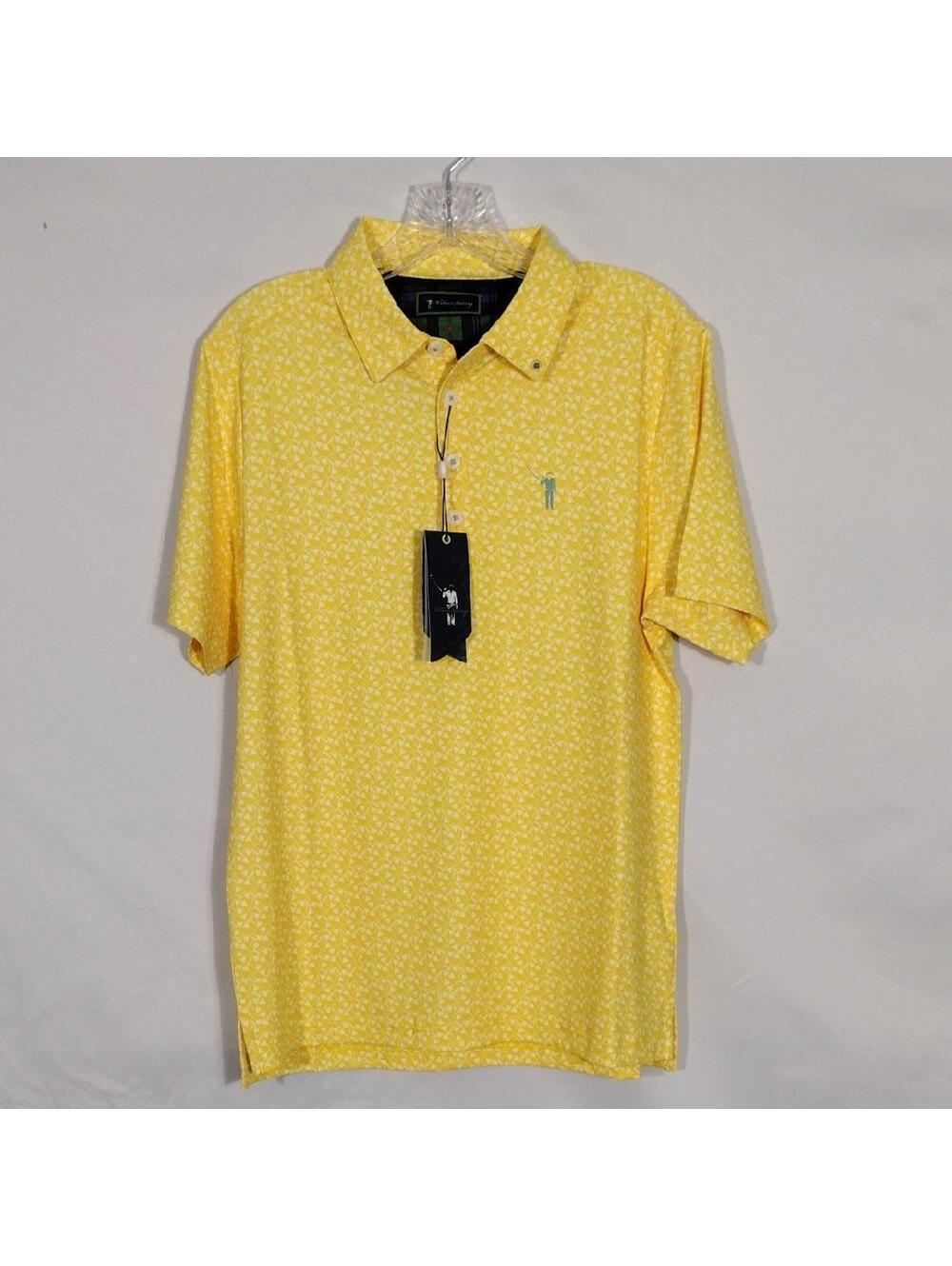 NWT William Murray Mens Yellow Martinis Performance Golf Polo Shirt size Small